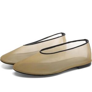 NWT Malolzoey Women's Mesh Ballet Flats Beige/Black, Size 7, Crystal, Round Toe